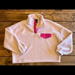 Pink Fleece Cropped Quarter Zip/Snap - Size S